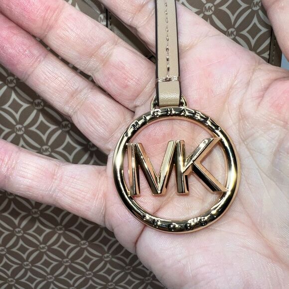 Michael Kors Large Signature Logo Tote Bag Maple Camel Light Brown Tan Purse - Picture 6 of 12